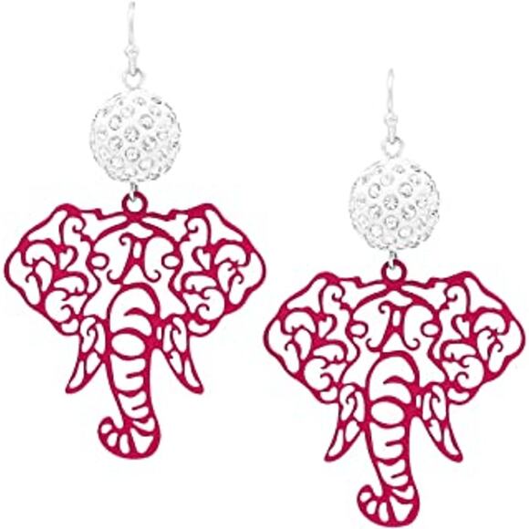 Alabama Elephant Earrings l Roll Tide Earrings l Game Day Earrings - Picture 1 of 2